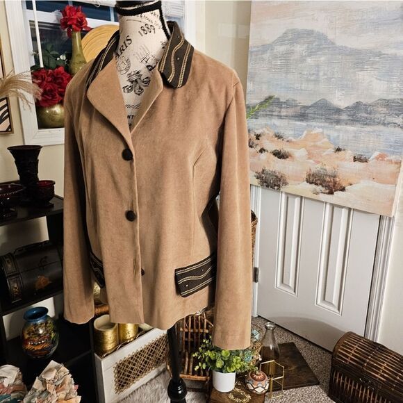 VTG John Roberts Preppy Tan Western Flare Blazer Jacket. - Picture 9 of 15